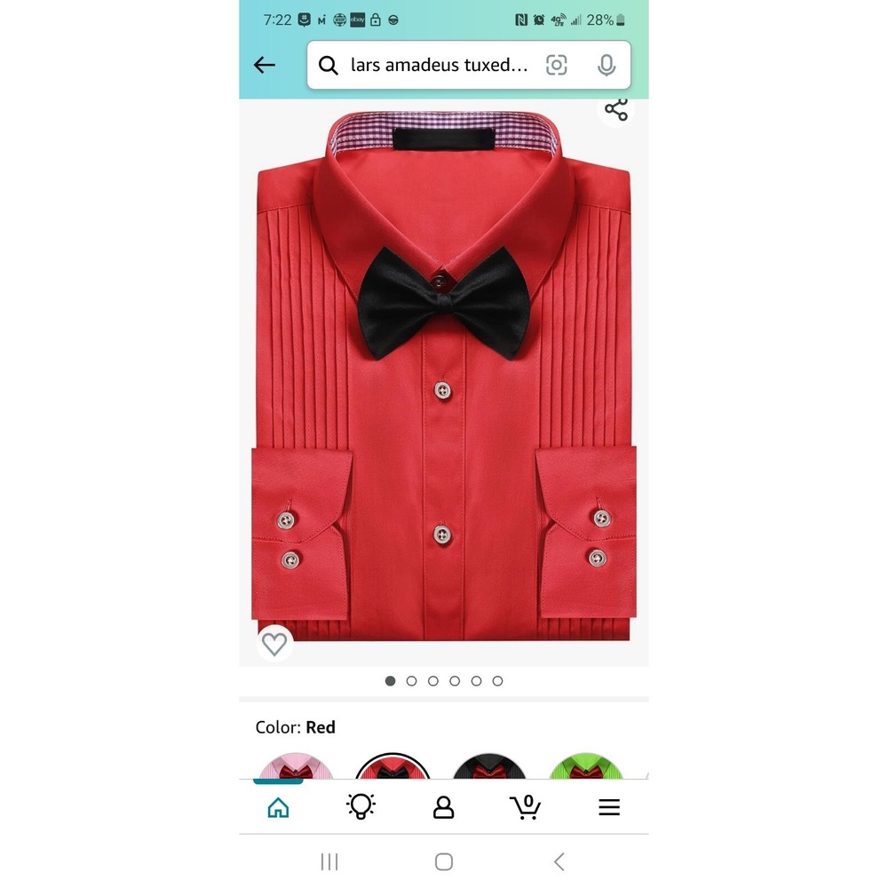 Lars Amadeus‎ tuxedo shirt red adult medium